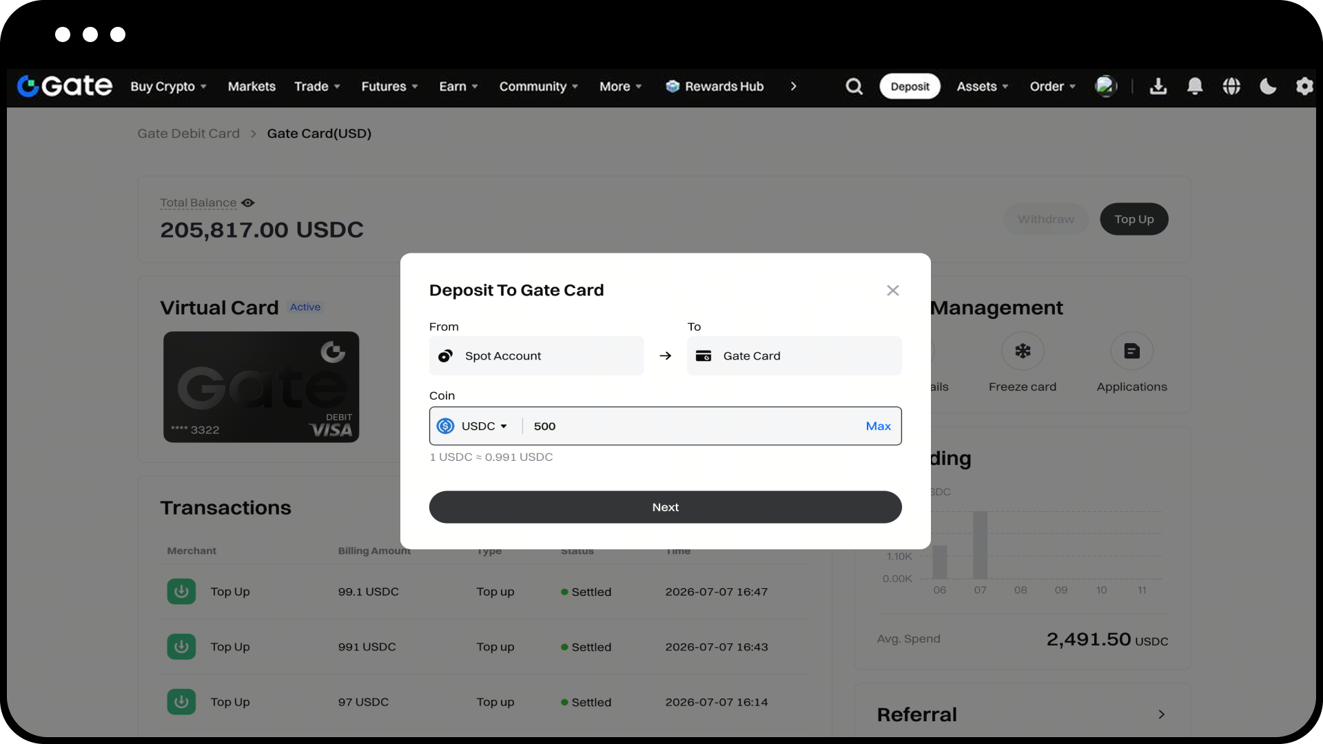 gate card top up